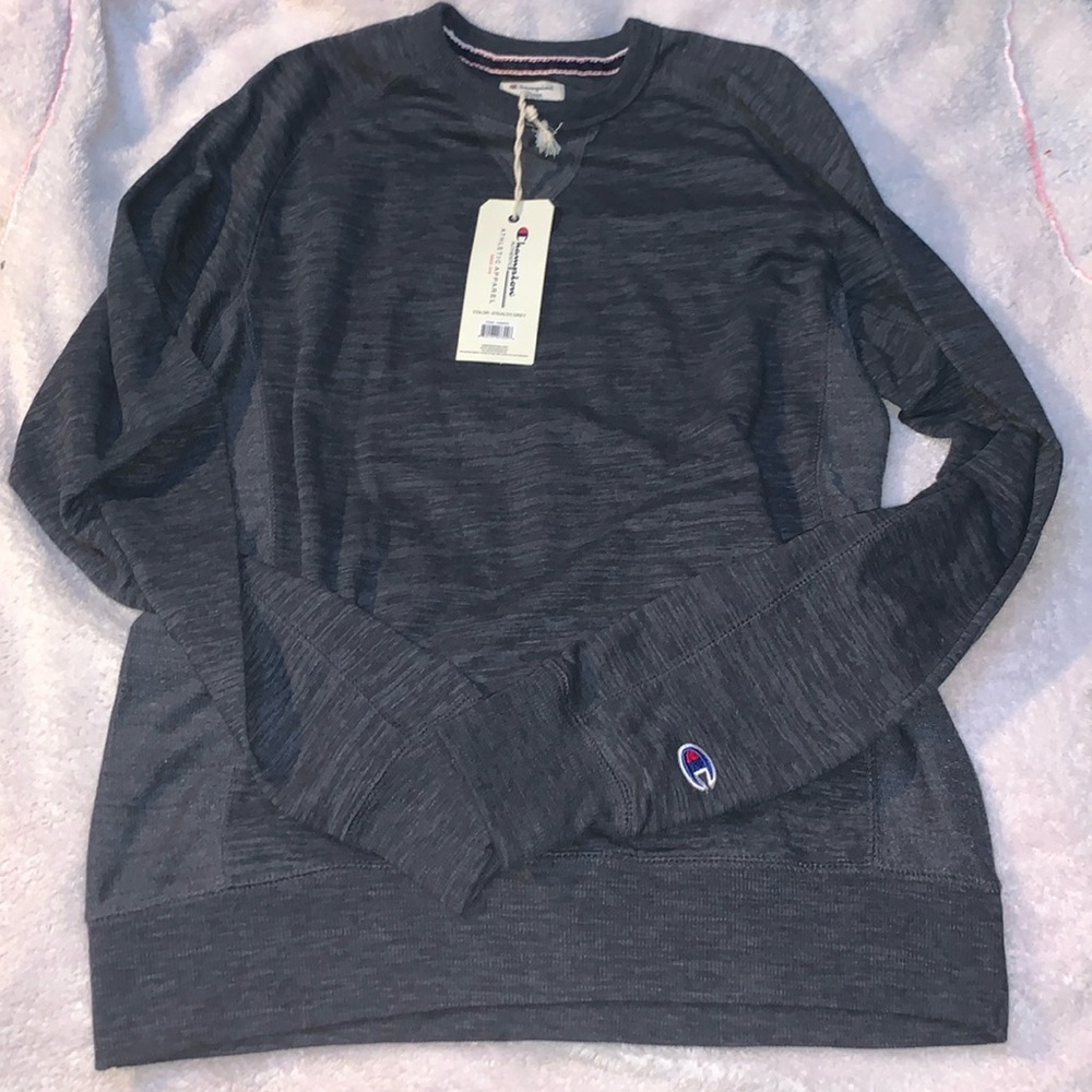 NWT mens size small champion knit crewneck stealth grey